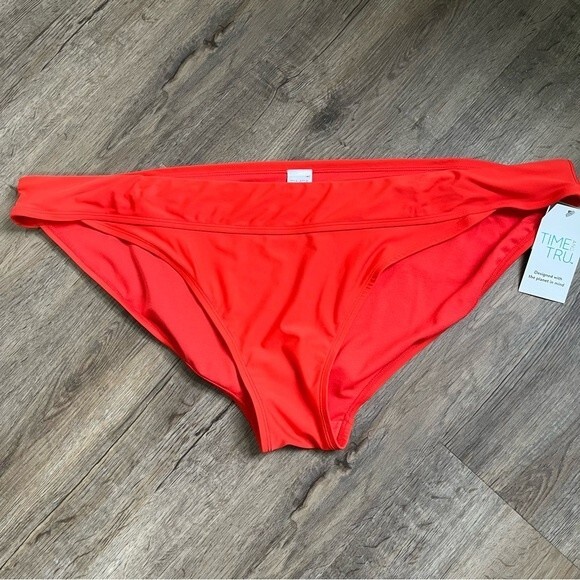 Time and Tru Orange Mid Rise High Cut Bikini Bottoms Women's Plus Size 3X - Picture 5 of 9